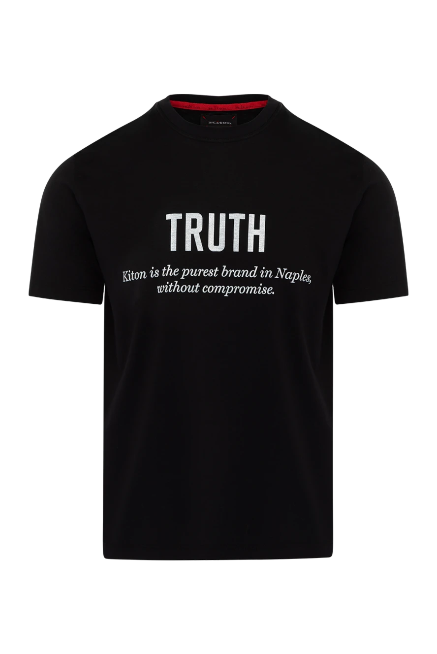 Kiton Men's black cotton T-shirt - brand slogan. 100% cotton. Country of manufacture: Italy. Care: specialized cleaning - photo 1