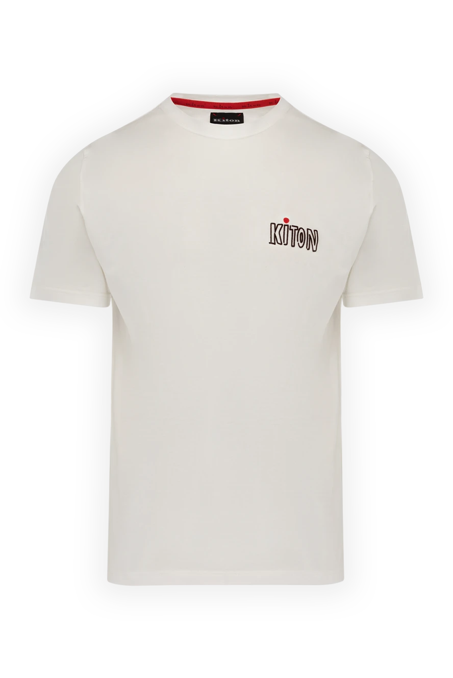 Kiton Men's white cotton T-shirt with logo - brand logo. 100% cotton. Country of manufacture: Italy. Care: specialized cleaning - photo 1