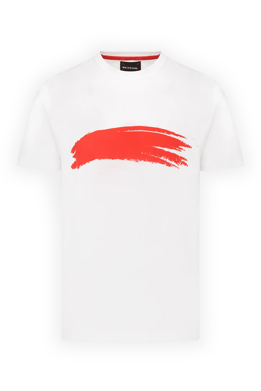 Kiton Men's white cotton T-shirt with print - abstract pattern. 100% cotton. Country of manufacture: Italy. Care: specialized cleaning - photo 1