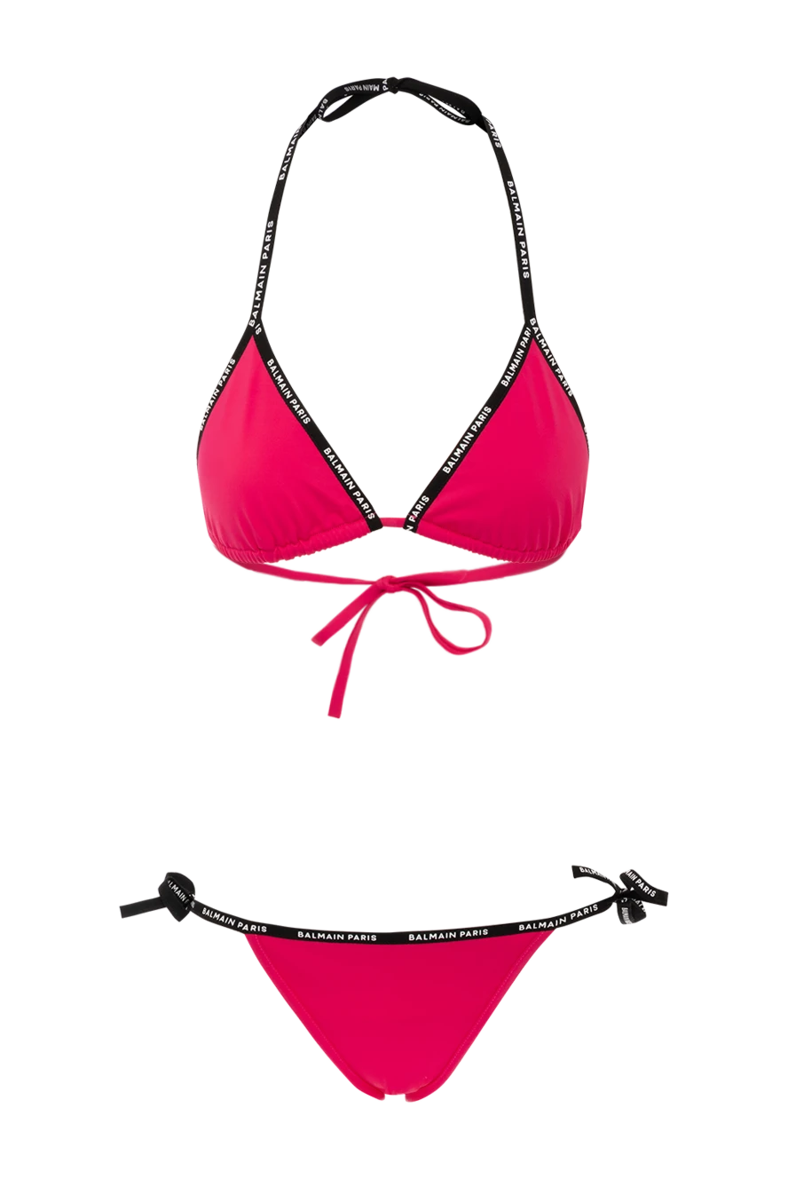 Balmain One-piece swimsuit made of polyamide and elastane pink for women - logo . 80% polyamide, 20% elastane. Closure: ties. Country of manufacture: Italy. Care: specialized cleaning - photo 1