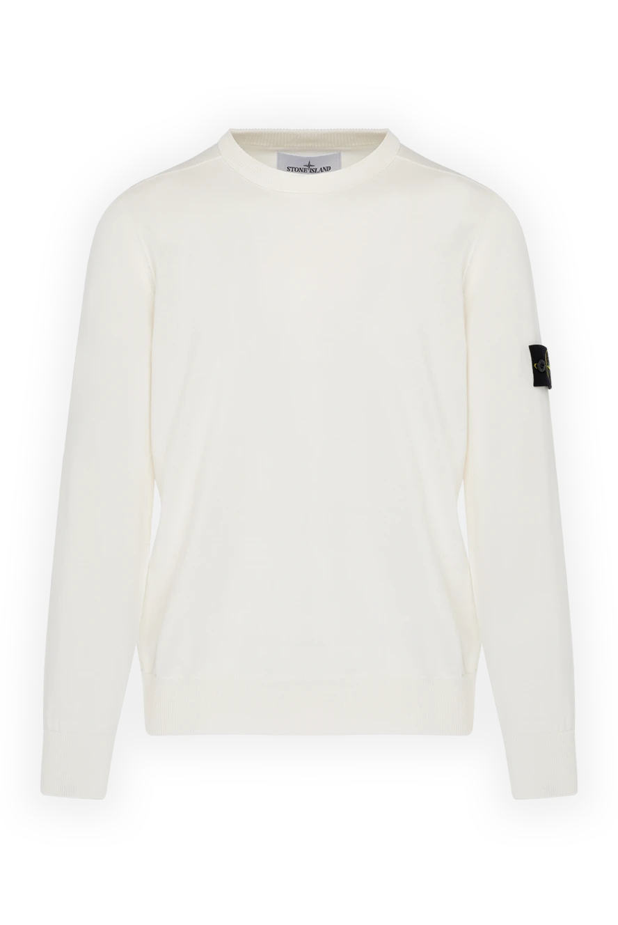 Stone Island White men's cotton jumper - brand logo. 100% cotton. Country of manufacture: Italy. Care: specialized cleaning - photo 1