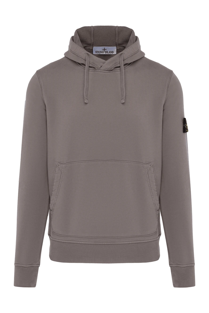 Stone Island Brown men's cotton hoodie - brand logo. hood. 100% cotton. Closure: drawstring. one front pocket. Country of manufacture: Italy. Care: specialized cleaning - photo 1