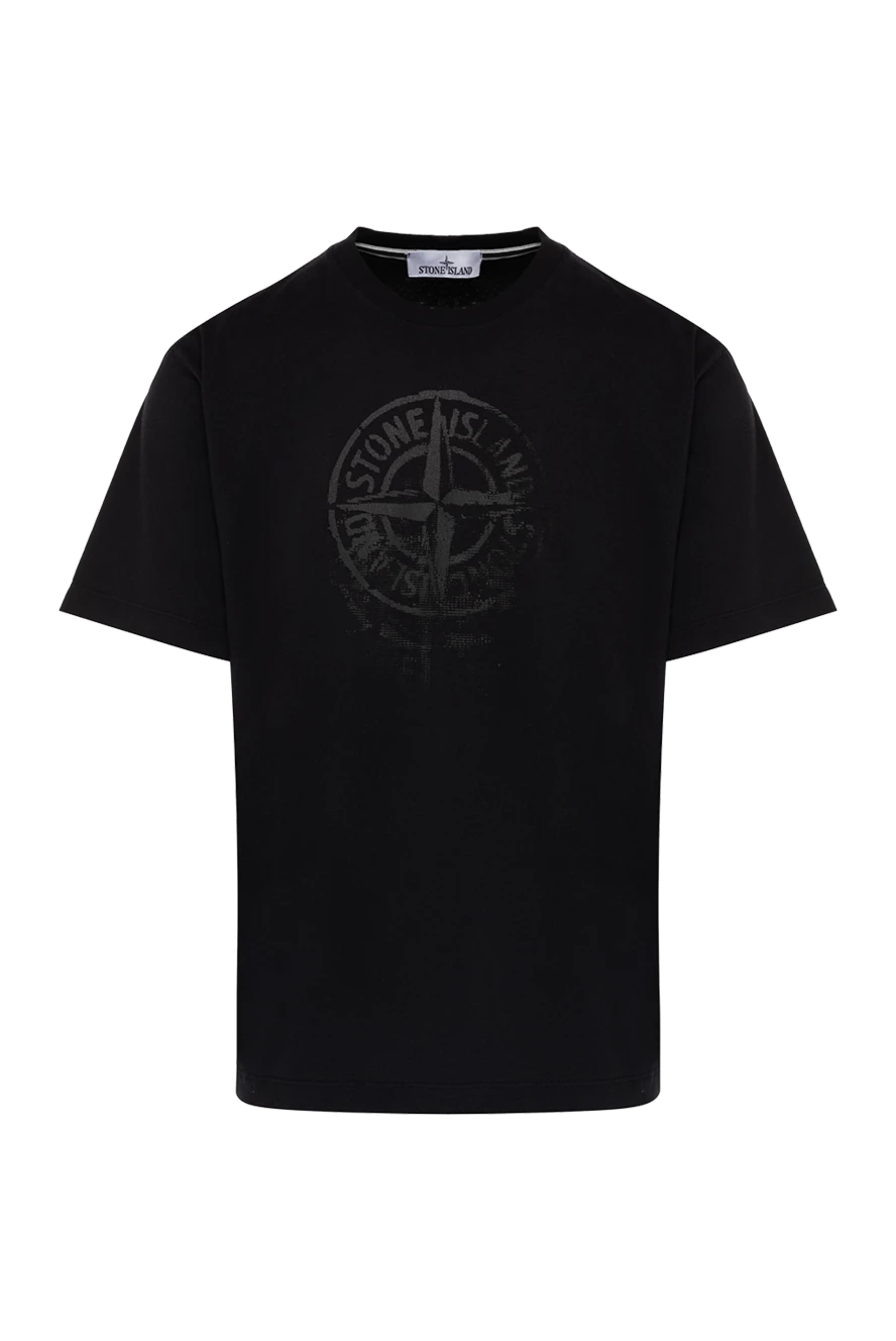 Stone Island Men's black cotton T-shirt - brand logo. 100% cotton. Country of manufacture: Italy. Care: specialized cleaning - photo 1