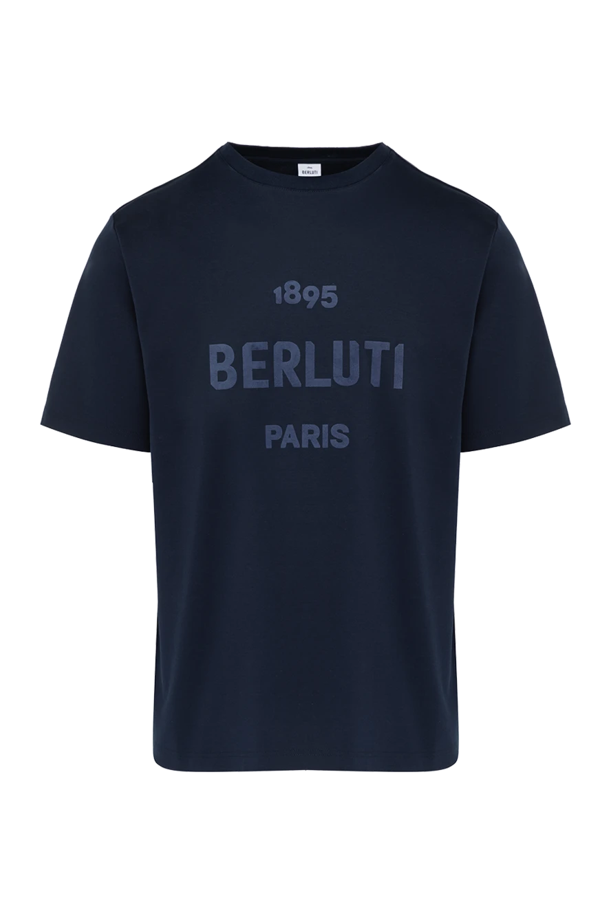 Berluti 1895 Paris 3D Print T-Shirt in Navy Blue (markdown) - Decoration: brand logo. Material: 100% cotton. Country of manufacture: Italy. Care: specialized cleaning - photo 1