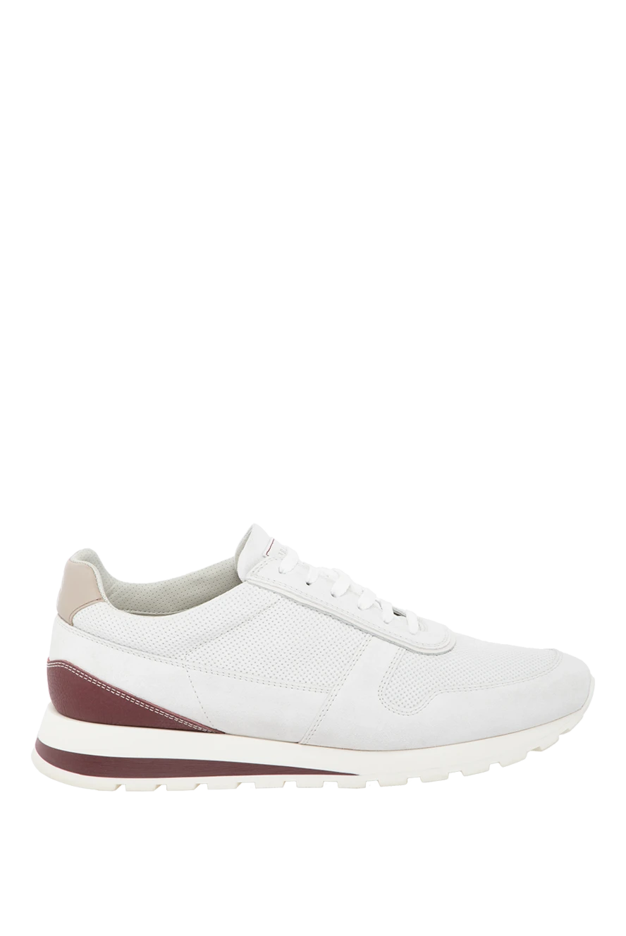 Brunello Cucinelli Men's white suede sneakers - perforation. 100% suede. Closure: laces. Country of manufacture: Italy. Care: specialized cleaning - photo 1