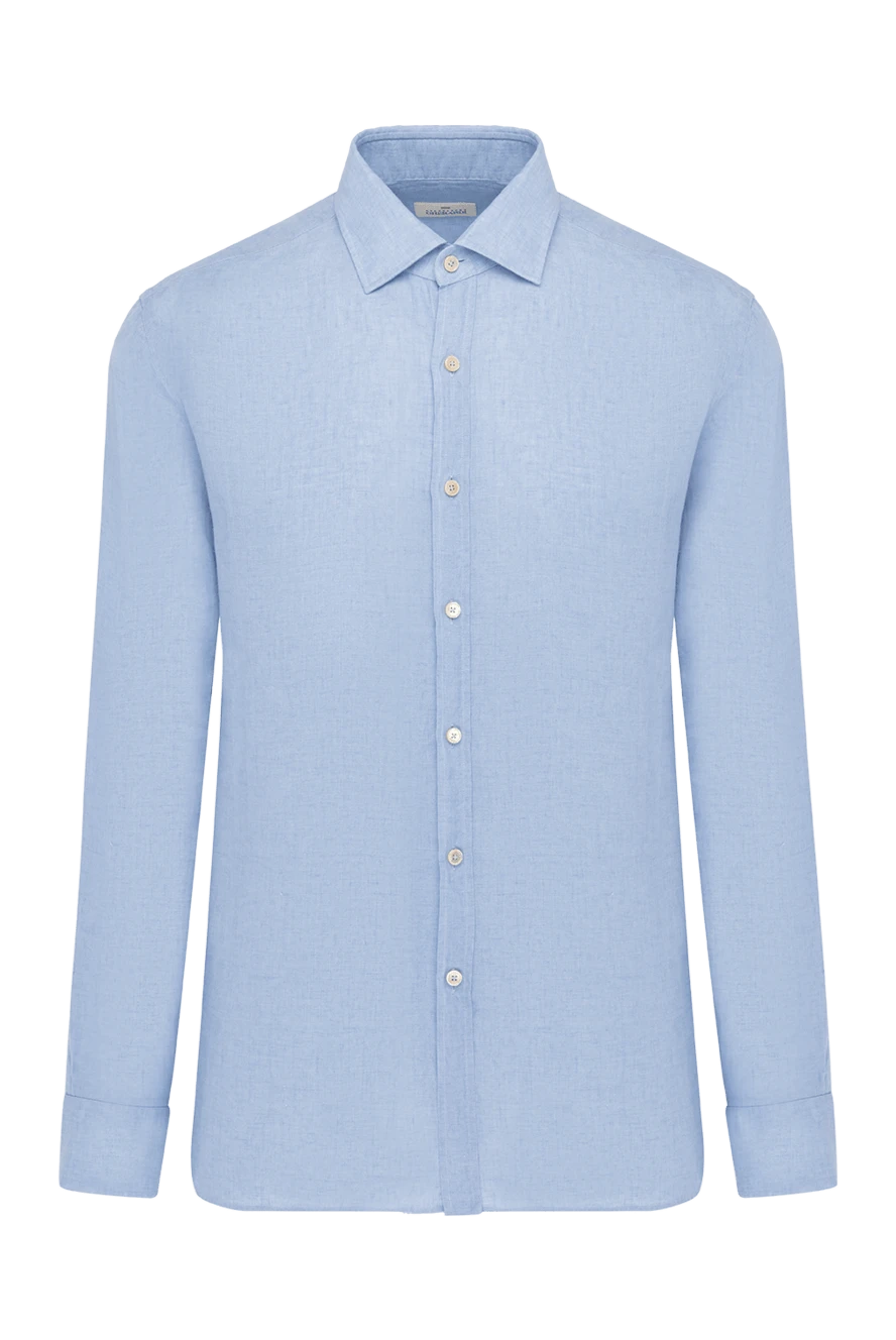 Alessandro Gherardi Blue men's shirt made of linen - 100% linen. Closure: buttons. Country of manufacture: Italy. Care: specialized cleaning - photo 1