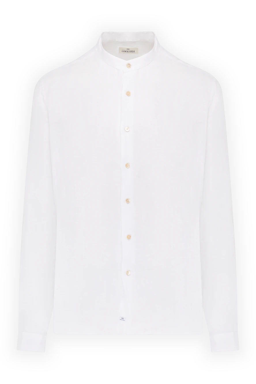 Alessandro Gherardi White men's shirt made of linen - stand collar. 100% linen. Closure: buttons. Country of manufacture: Italy. Care: specialized cleaning - photo 1