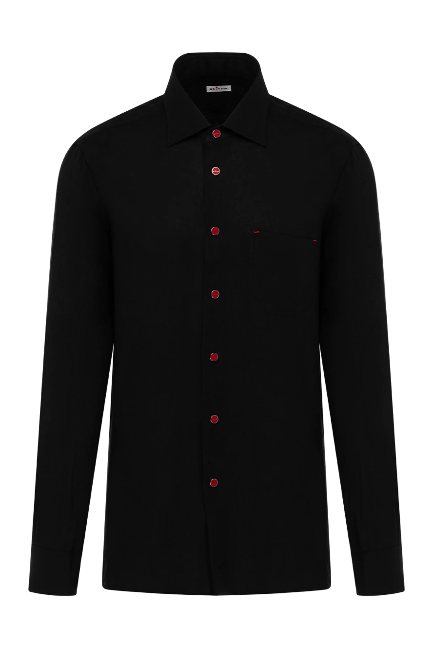 Kiton Black linen shirt for men - 100% linen. buttons. Country of manufacture: Italy. Care: specialized cleaning - photo 1