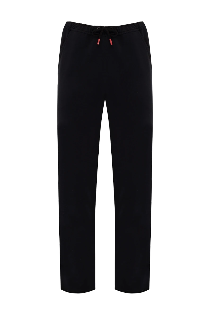 Kiton Black men's pants made of cotton and elastane - 89% cotton, 11% elastane. Closure: drawstring. two side pockets. Country of manufacture: Italy. Care: specialized cleaning - photo 1