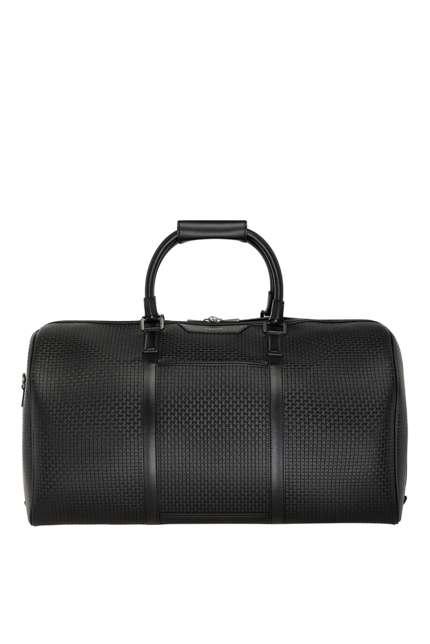 Serapian Men's black genuine leather travel bag - textured leather. 100% genuine leather. Closure: zipper. Country of manufacture: Italy. Care: specialized cleaning - photo 1