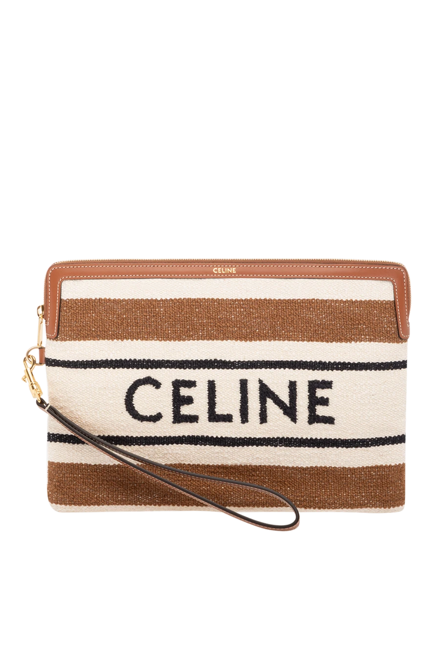 Celine Beige women's clutch made of textile. - brand logo. 100% textile. Closure: zipper. Country of manufacture: Italy. Care: specialized cleaning - photo 1