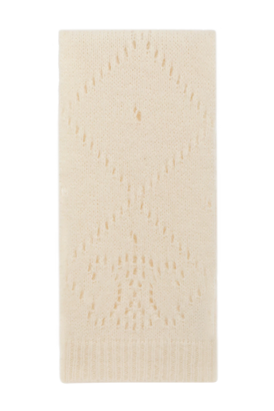 Celine Women's white scarf made of alpaca and polyamide - textured pattern. 70% alpaca, 30% polyamide. Country of manufacture: Italy. Care: specialized cleaning - photo 1