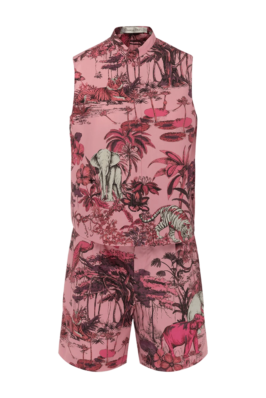 Dior Women's pink suit with shorts made of cotton and silk - jungle pattern. 52% cotton, 48% silk. Closure: zipper. two side pockets, two back pockets. Country of manufacture: Italy. Care: specialized cleaning - photo 1