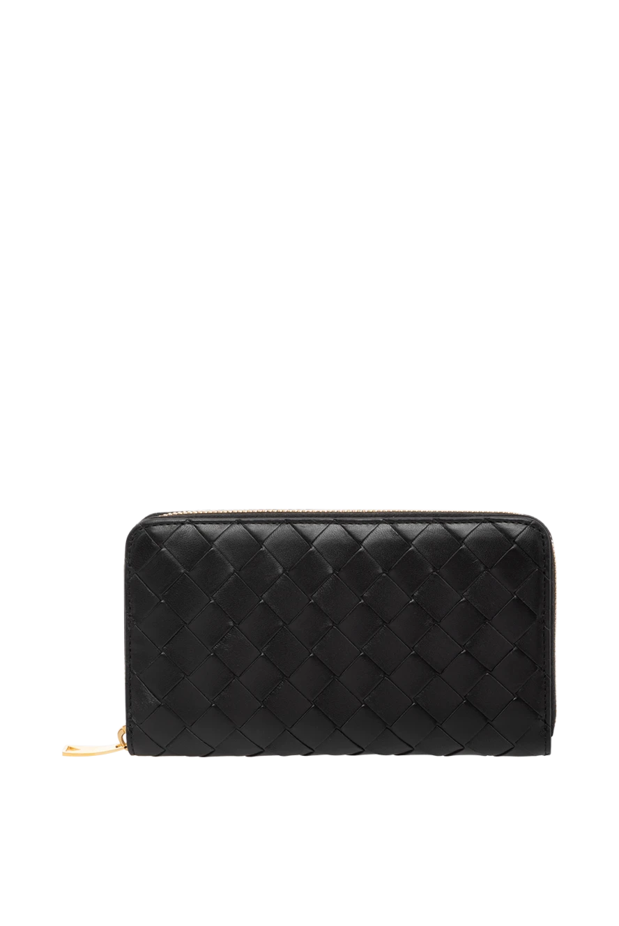 Bottega Veneta Women's black wallet made of genuine leather - woven leather. 100% genuine leather. Closure: zipper. Country of manufacture: Italy. Care: specialized cleaning - photo 1