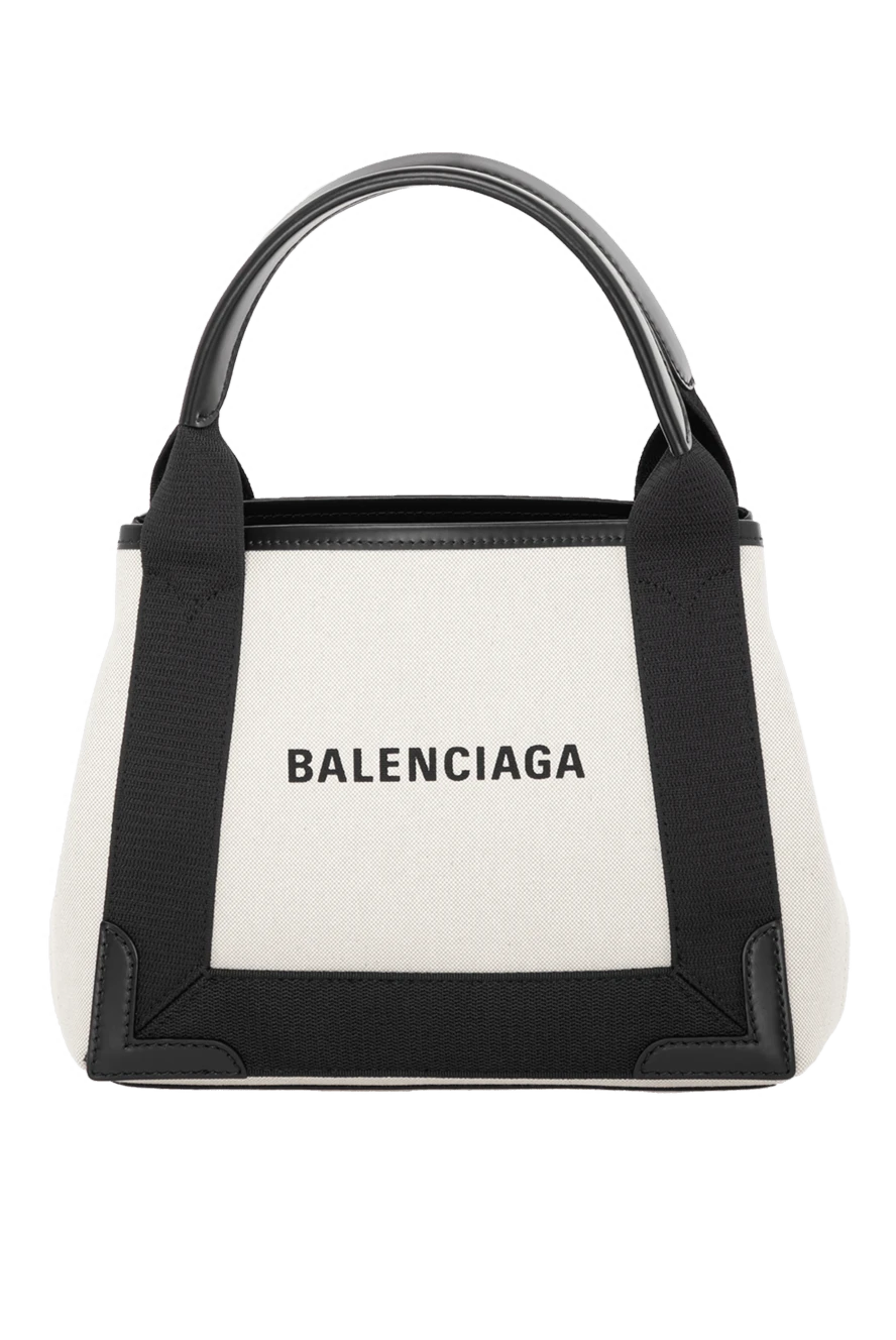 Balenciaga Сумка жіноча біла з текстилю. - логотип бренду. бавовняне полотно та теляча шкіра. Розмір: Д25 x В19 x Ш7 см. Країна виробник: Італія. Догляд: спеціалізоване чищення - фото 1