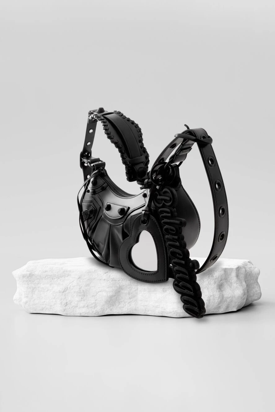 Balenciaga сумка через плечо le cagole xs из черной овчины arena