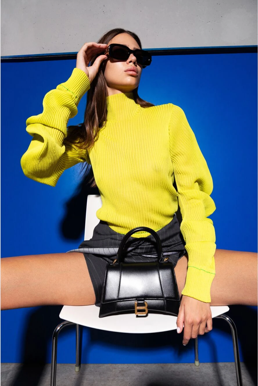 Balenciaga сумка hourglass handbag из черной блестящей телячьей