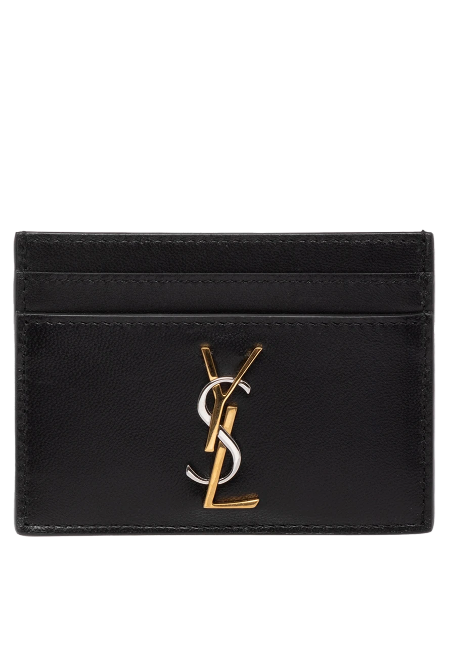 Saint Laurent Black business card holder for women made of genuine leather - brand logo. 100% genuine leather. Country of manufacture: Italy. Care: specialized cleaning - photo 1