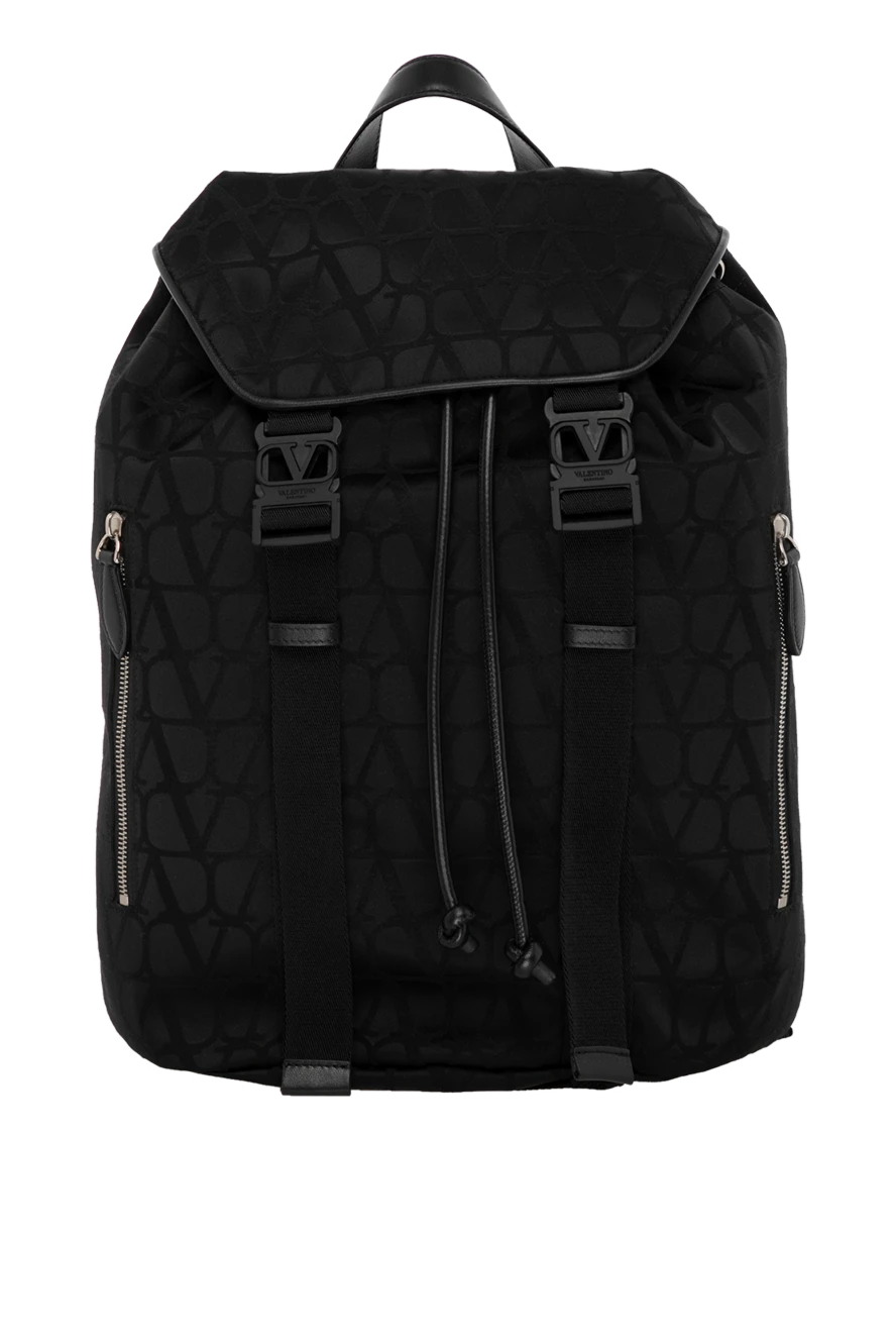 Valentino Women's black backpack made of cotton and polyester - Valentino Garavani logo, Palladium-finished hardware. Size: W31 x H39 x D16 cm. Outside: two zippered pockets. Closure: lace. Country of manufacture: Italy. Care: specialized cleaning - photo 1