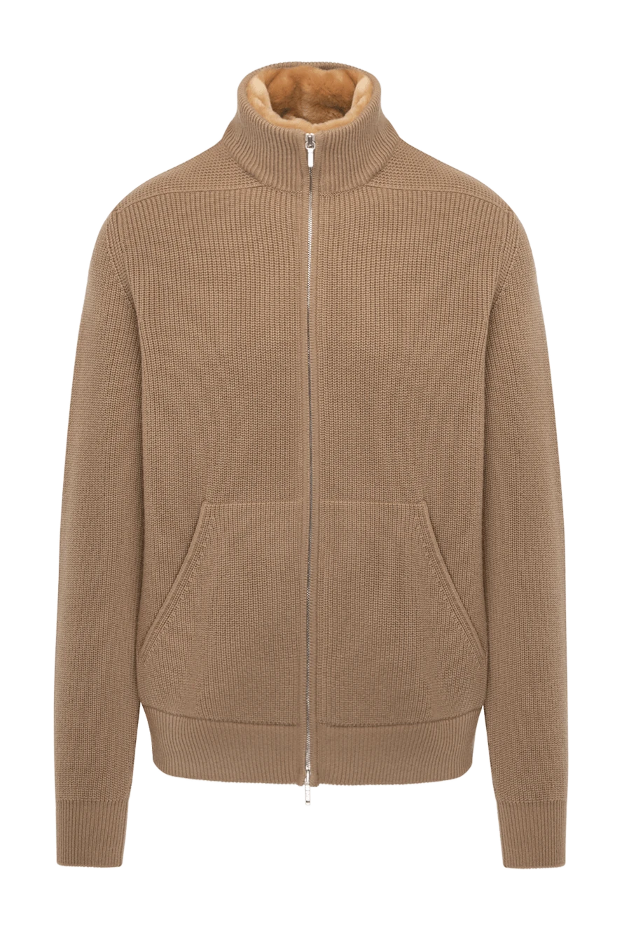 Loro Piana Beige cashmere cardigan for men - 100% cashmere. Closure: zipper. two side pockets. Country of manufacture: Italy. Care: specialized cleaning - photo 1