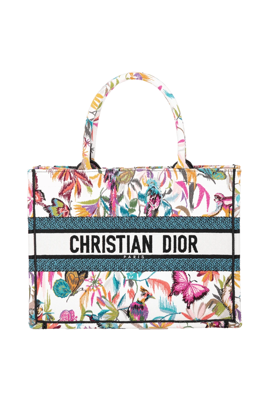 Dior Women's blue cotton shopper bag - embroidery, brand logo. 100% cotton. Country of manufacture: Italy. Care: specialized cleaning - photo 1