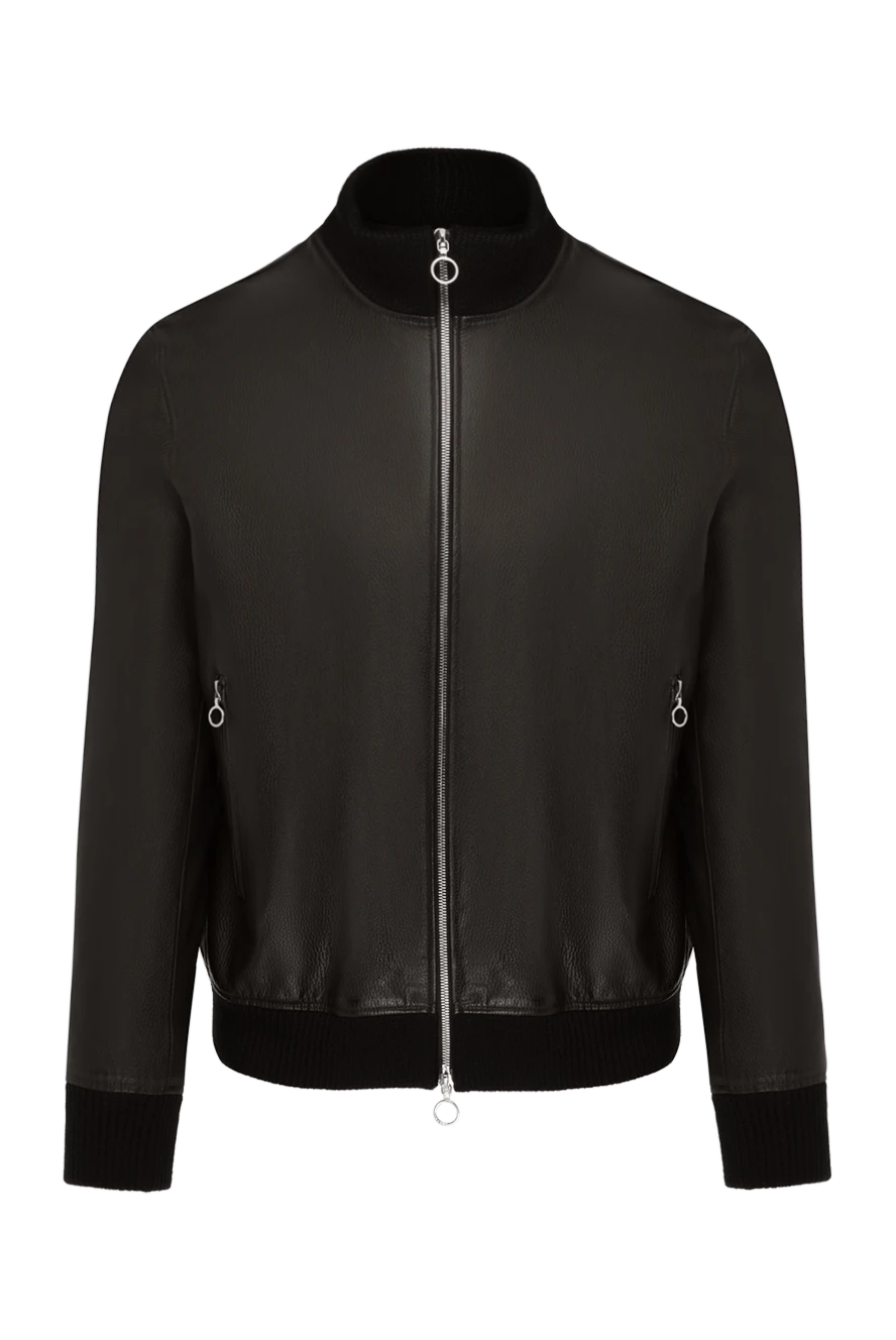 Seraphin Men's black jacket made of genuine leather - 100% genuine leather. Closure: zipper. two side pockets. Country of manufacture: Italy. Care: specialized cleaning - photo 1