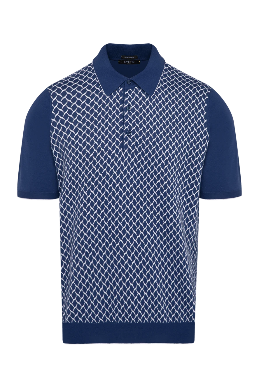 Svevo Men's blue cotton polo with pattern - weaving pattern. Composition:100% cotton. Closure: zipper. Country of manufacture: Italy. Care: specialized cleaning - photo 1