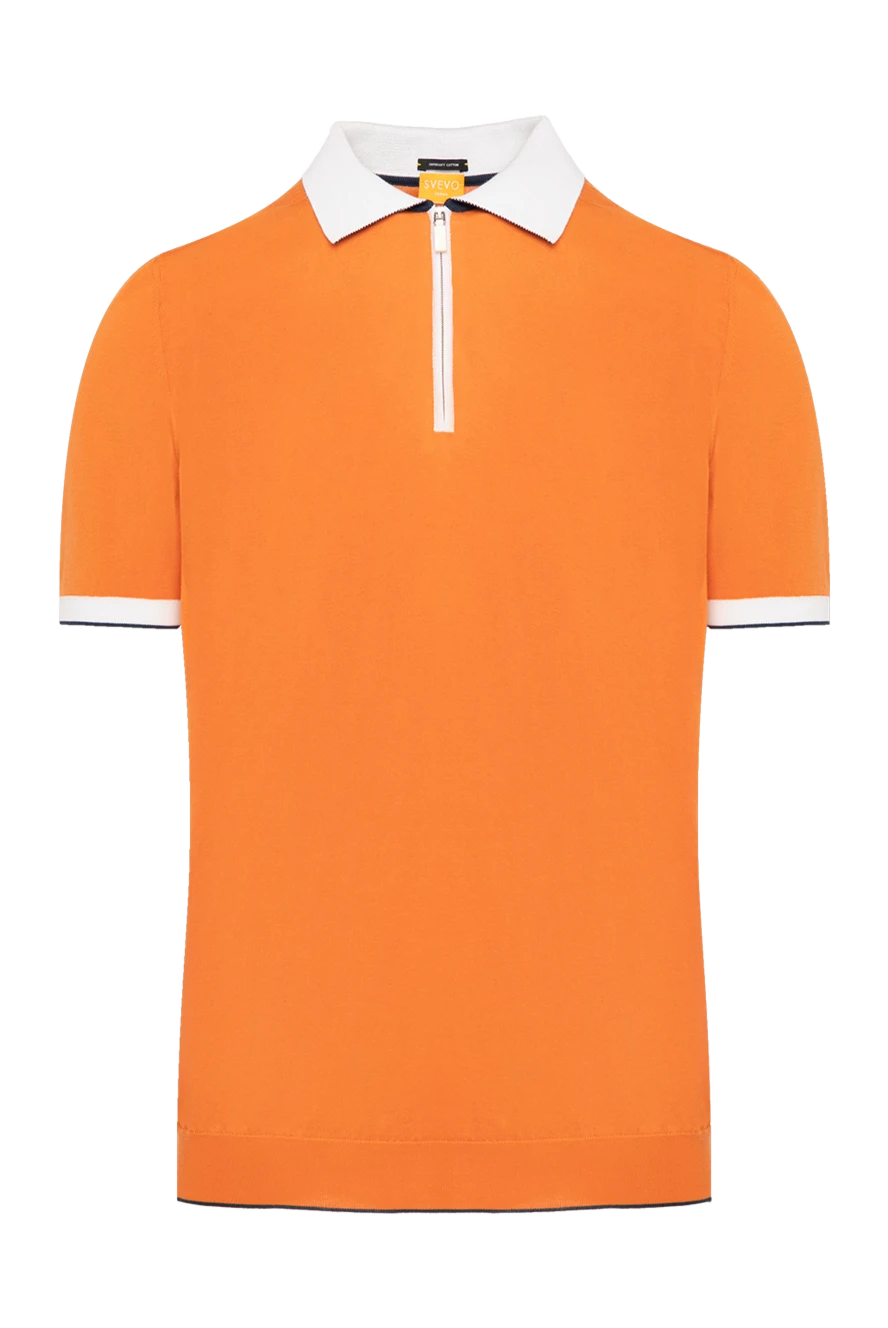 Svevo Men's orange cotton polo - contrast collar, sleeve piping. 100% cotton. Closure: zipper. Country of manufacture: Italy. Care: specialized cleaning - photo 1