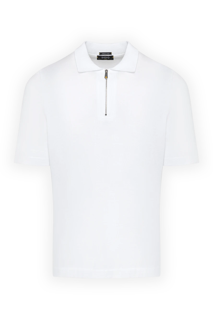 Svevo Men's white cotton polo shirt - 100% cotton. Closure: zipper. Country of manufacture: Italy. Care: specialized cleaning - photo 1