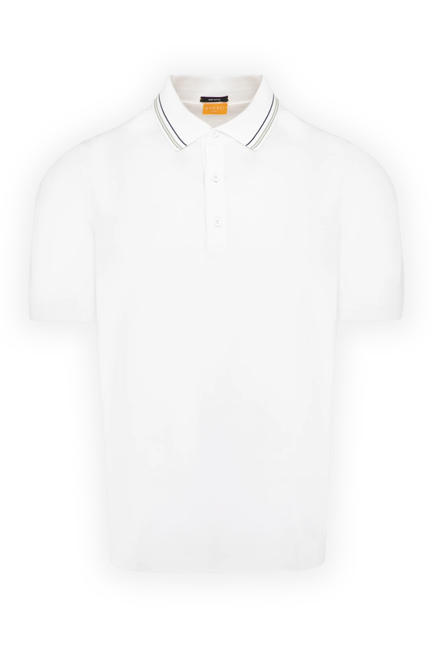 Svevo Men's white cotton polo shirt - collar edging. Composition:100% cotton. Closure: buttons. Country of manufacture: Italy. Care: specialized cleaning - photo 1