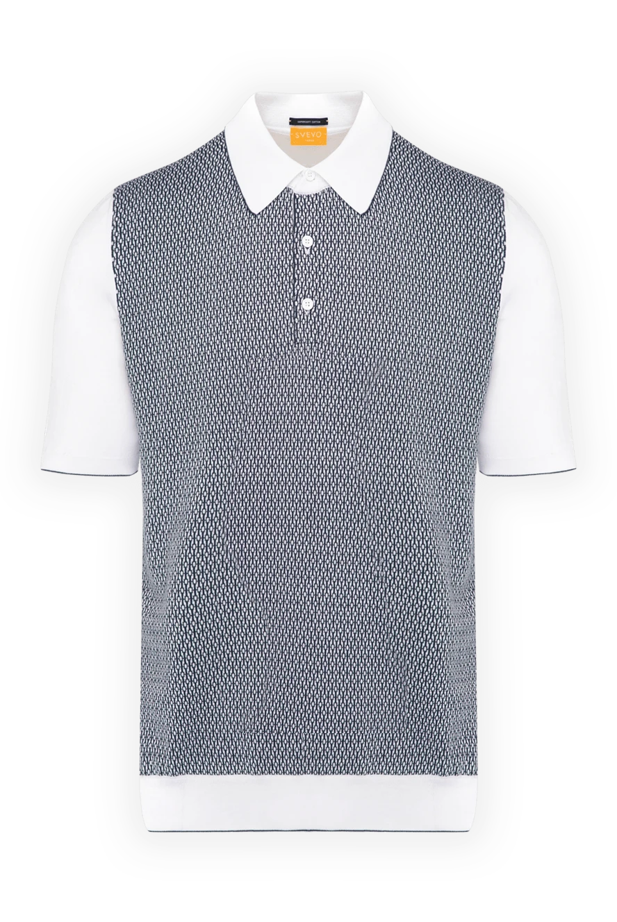 Svevo Men's white cotton polo with pattern - imitation knitting pattern. Composition:100% cotton. Closure: buttons. Country of manufacture: Italy. Care: specialized cleaning - photo 1