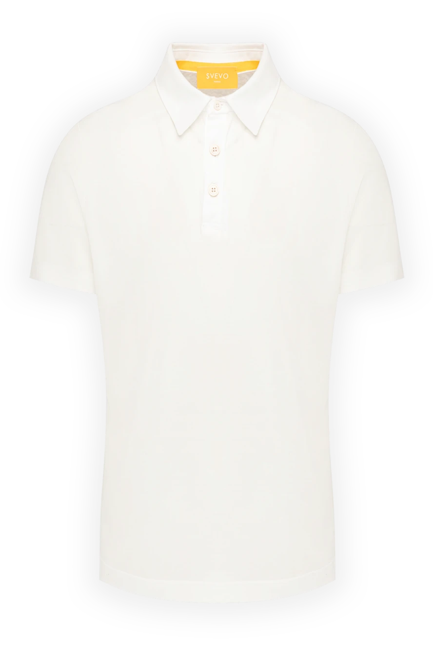 Svevo Men's white cotton polo shirt - 100% cotton. Closure: buttons. Country of manufacture: Italy. Care: specialized cleaning - photo 1