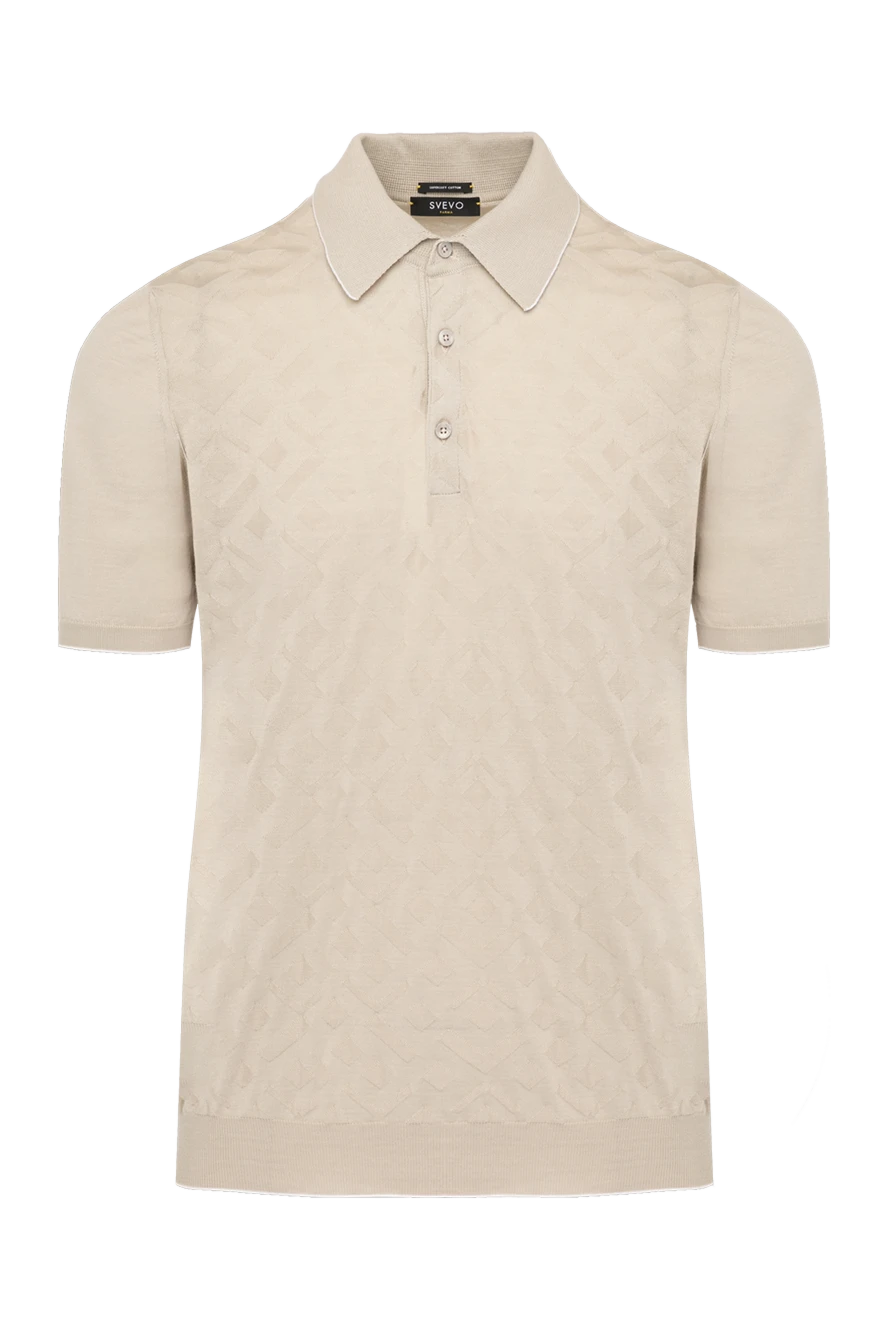 Svevo Men's beige cotton polo shirt - textured pattern. Composition:100% cotton. Closure: buttons. Country of manufacture: Italy. Care: specialized cleaning - photo 1