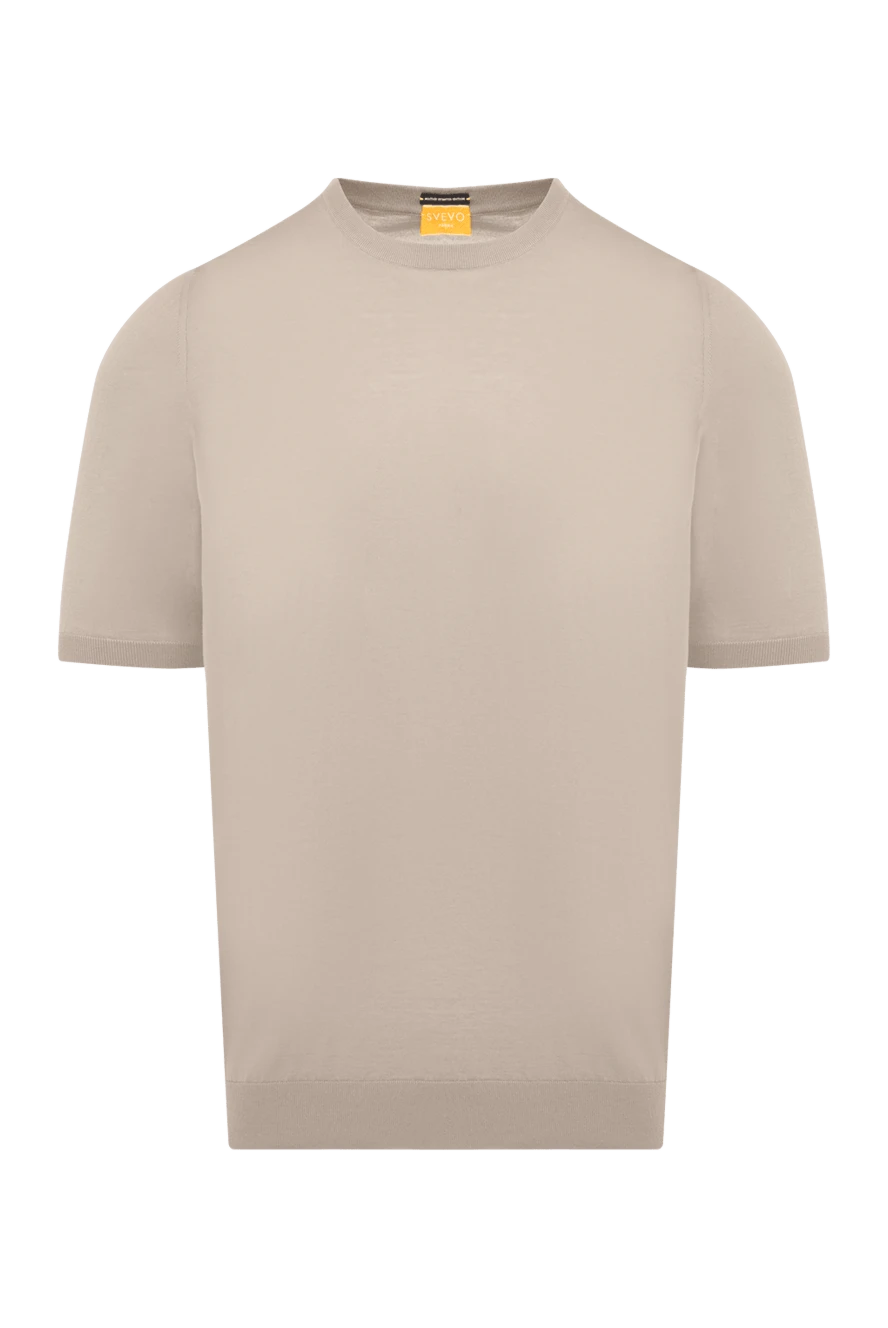 Svevo Men's beige cotton short sleeve jumper - 100% cotton. Country of manufacture: Italy. Care: specialized cleaning - photo 1