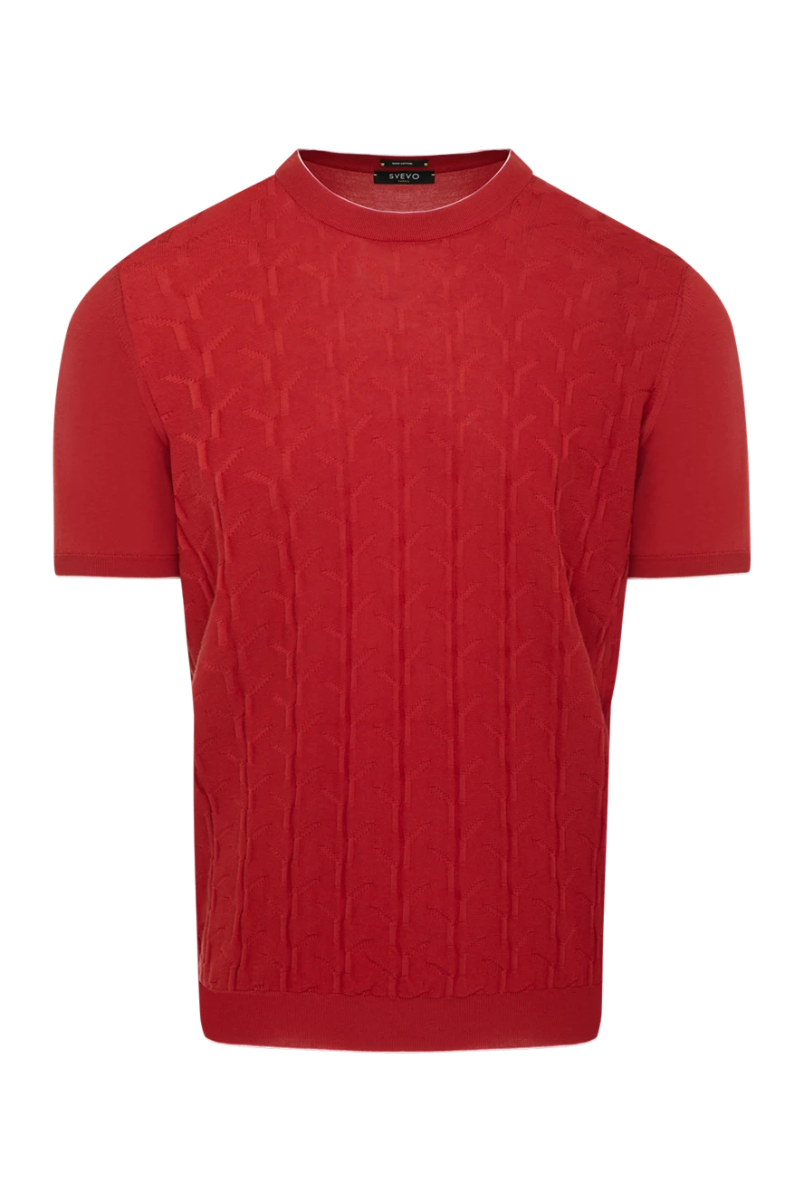 Svevo Men's red cotton short sleeve jumper - decorative stitching. 100% cotton. Country of manufacture: Italy. Care: specialized cleaning - photo 1