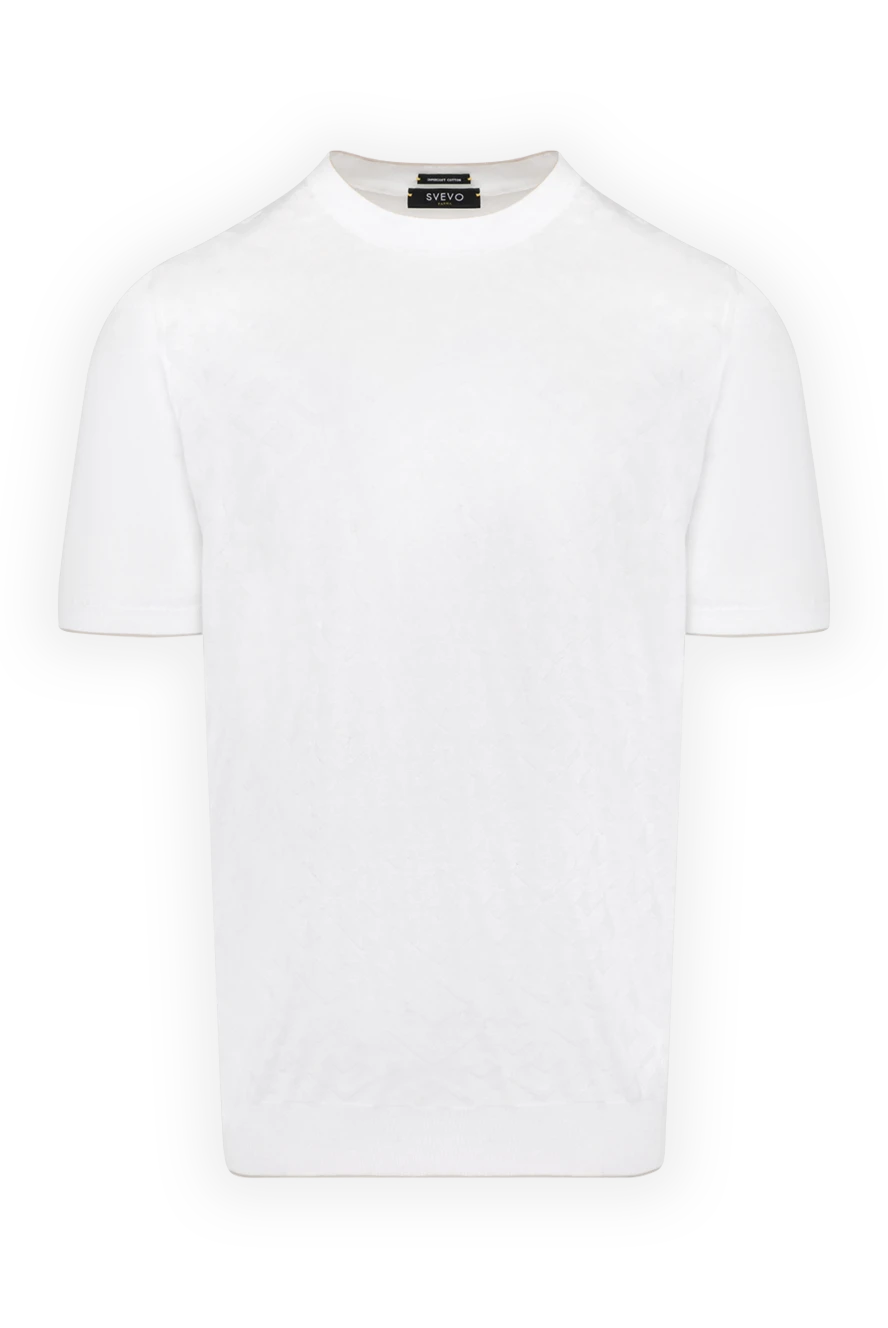 Svevo Men's white cotton jumper with short sleeves - 100% cotton. Country of manufacture: Italy. Care: specialized cleaning - photo 1