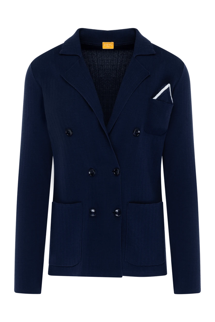 Svevo Men's navy blue cotton jacket - 100% cotton. Closure: buttons. two side pockets, one chest pocket. Country of manufacture: Italy. Care: specialized cleaning - photo 1