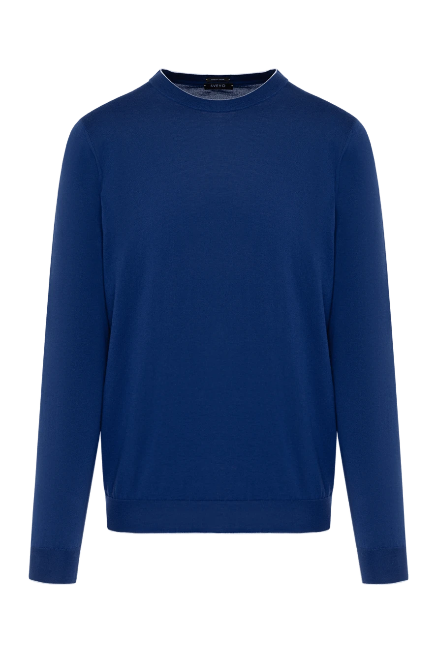 Svevo Men's blue cotton long sleeve jumper - 100% cotton. Country of manufacture: Italy. Care: specialized cleaning - photo 1