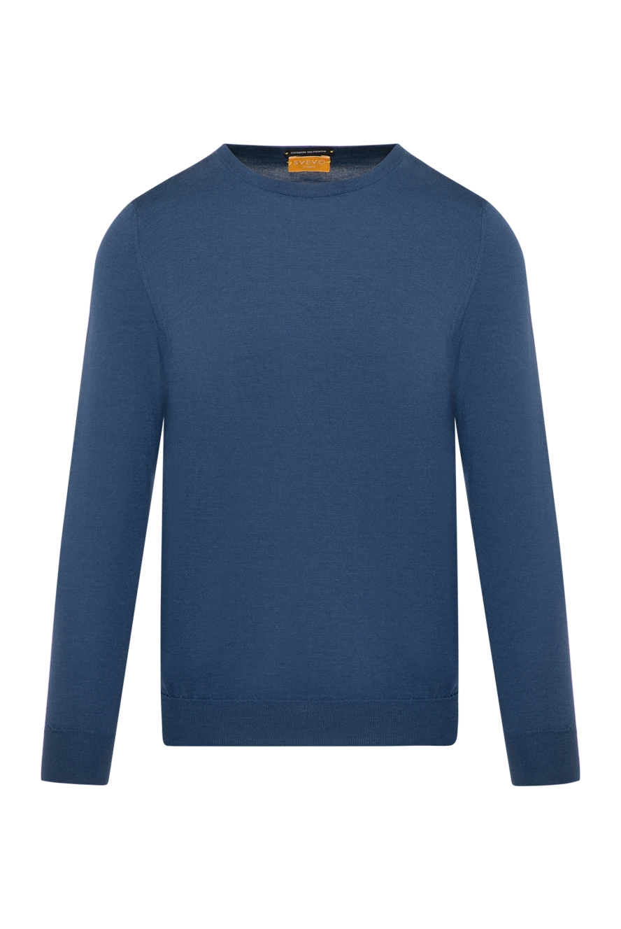 Svevo Long sleeve men's blue cashmere and silk jumper - 80% linen, 20% linen. Country of manufacture: Italy. Care: specialized cleaning - photo 1