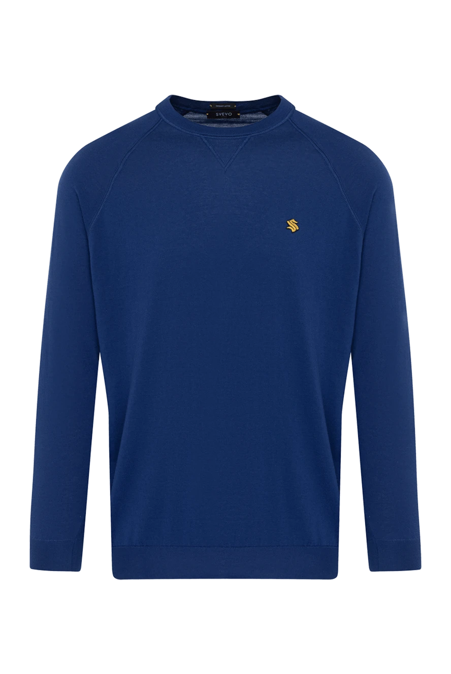 Svevo Men's blue cotton long sleeve jumper - brand logo. 100% cotton. Country of manufacture: Italy. Care: specialized cleaning - photo 1