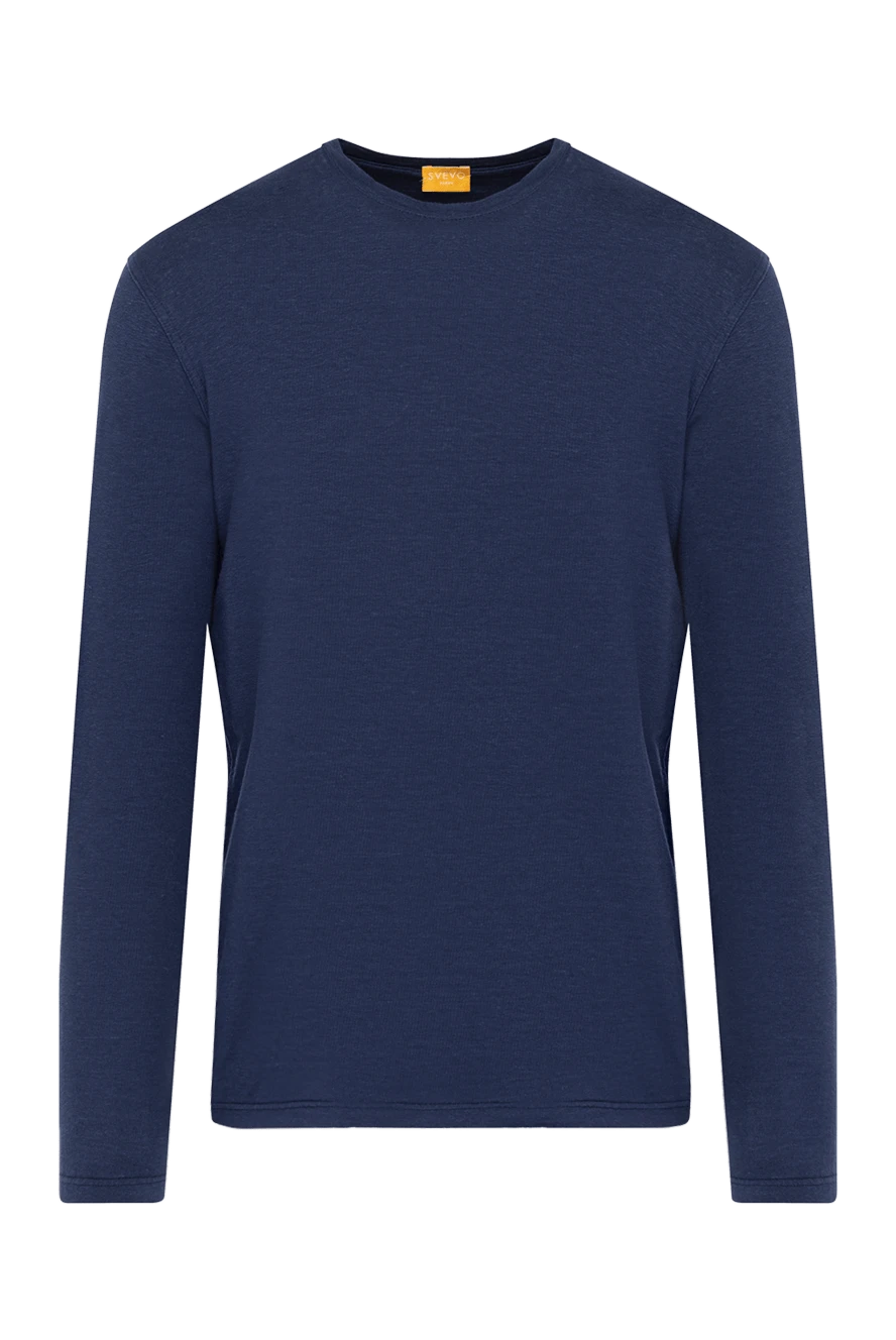 Svevo Long-sleeved blue men's jumper made of linen and elastane - 96% linen, 4% elastane. Country of manufacture: Italy. Care: specialized cleaning - photo 1