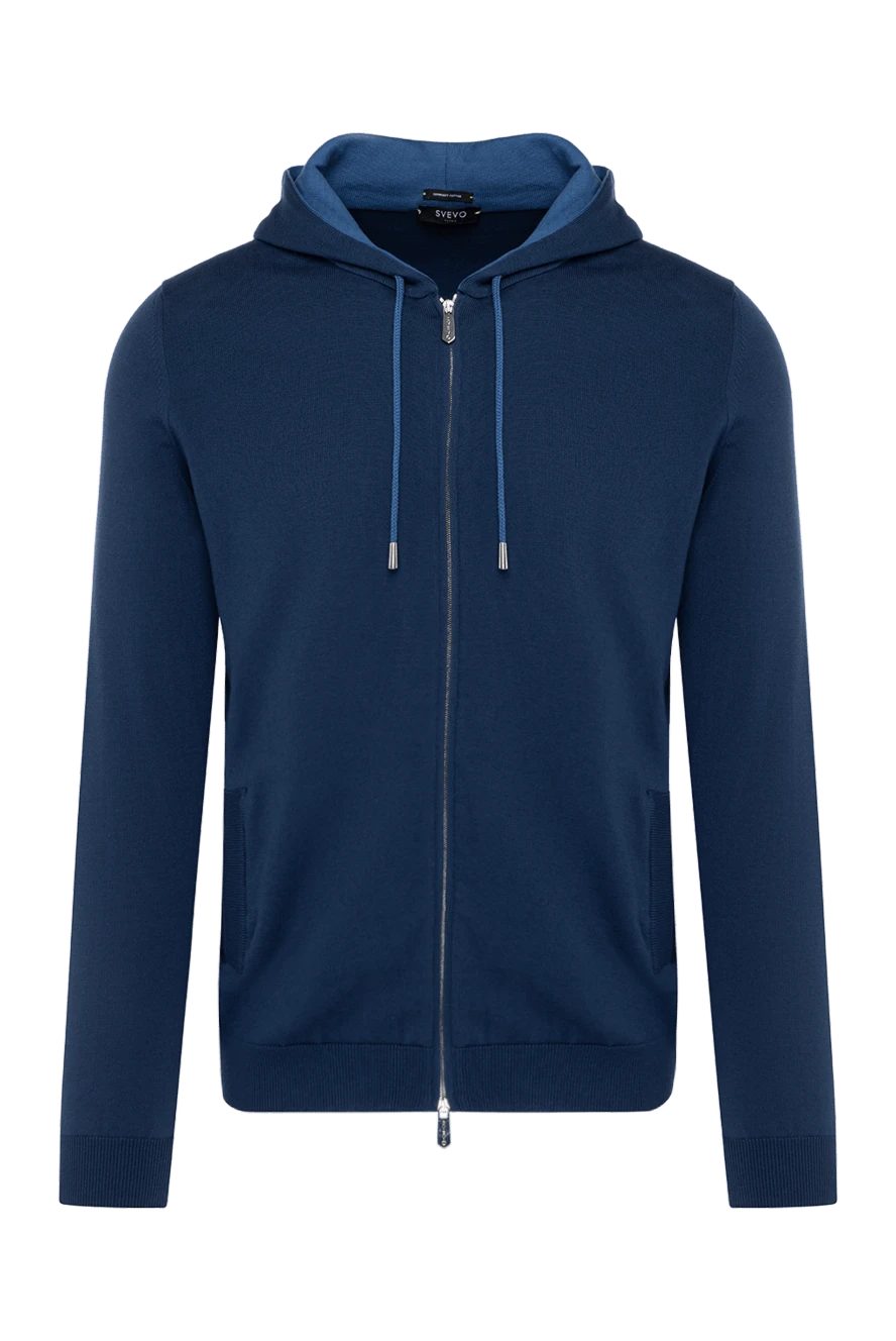 Svevo Men's sports jacket, blue, cotton - hood. 100% cotton. zipper, drawstring. Country of manufacture: Italy. Care: specialized cleaning - photo 1