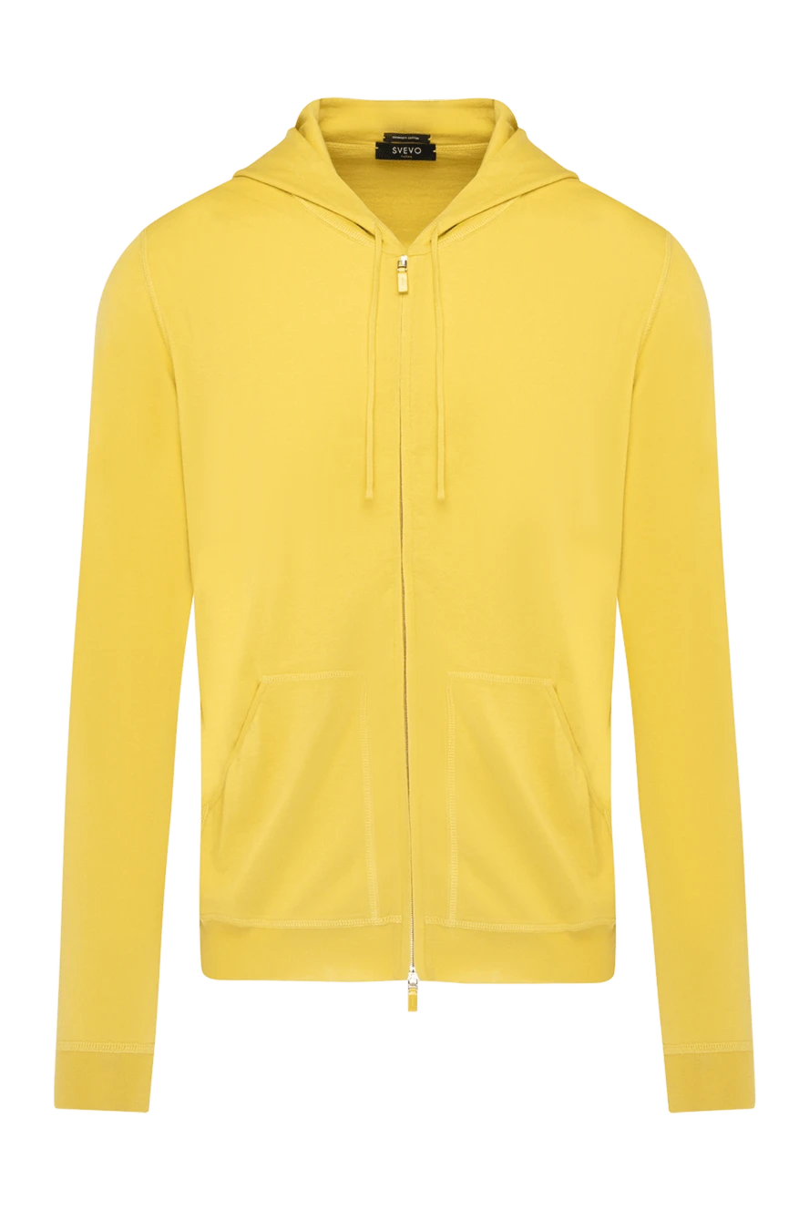 Svevo Men's sports jacket yellow made of cotton - 100% cotton. hood. zipper, drawstring. Country of manufacture: Italy. Care: specialized cleaning - photo 1