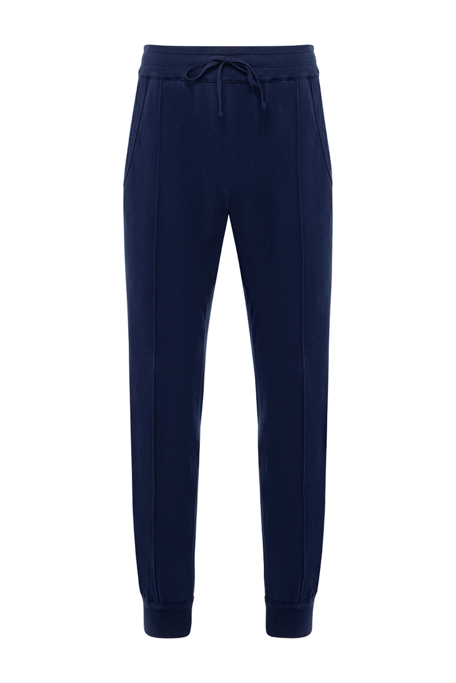 Svevo Men's blue cotton pants - 100% cotton. Closure: drawstring. two side pockets. Country of manufacture: Italy. Care: specialized cleaning - photo 1