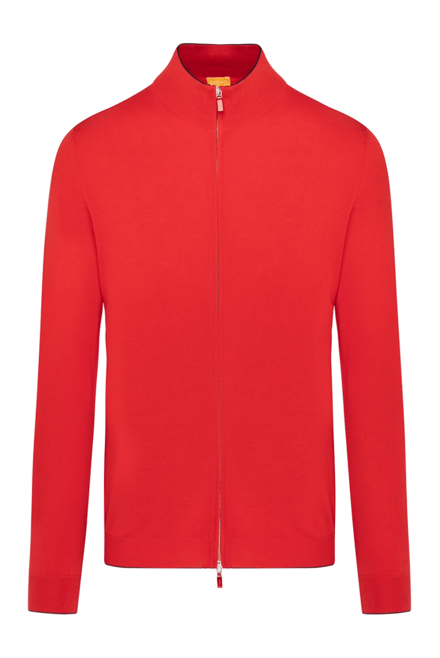 Svevo Red cotton cardigan for men - 100% cotton. Closure: zipper. Country of manufacture: Italy. Care: specialized cleaning - photo 1