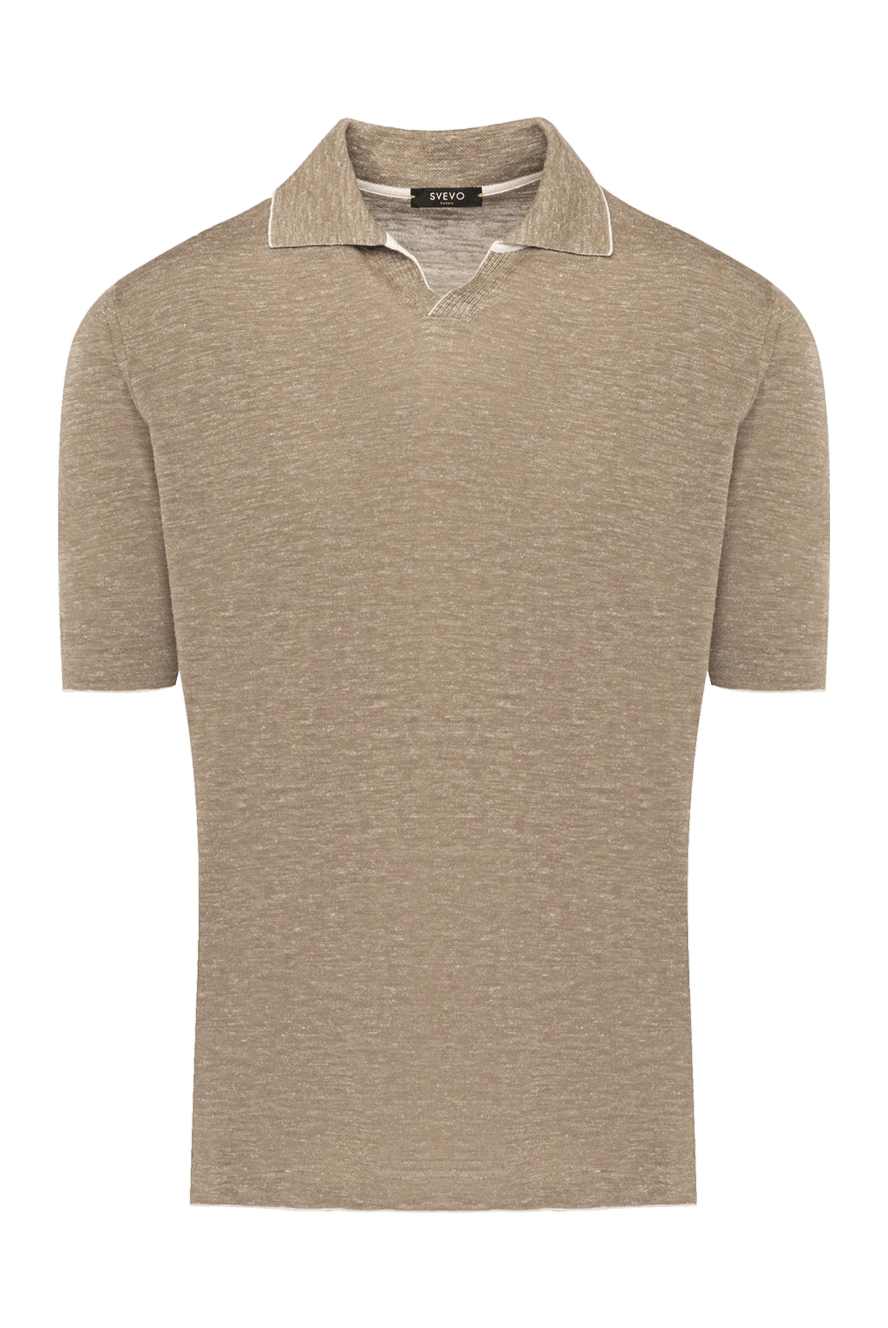 Svevo Men's beige polo shirt made of silk and linen - melange pattern. Composition:65% silk, 35% linen. Country of manufacture: Italy. Care: specialized cleaning - photo 1