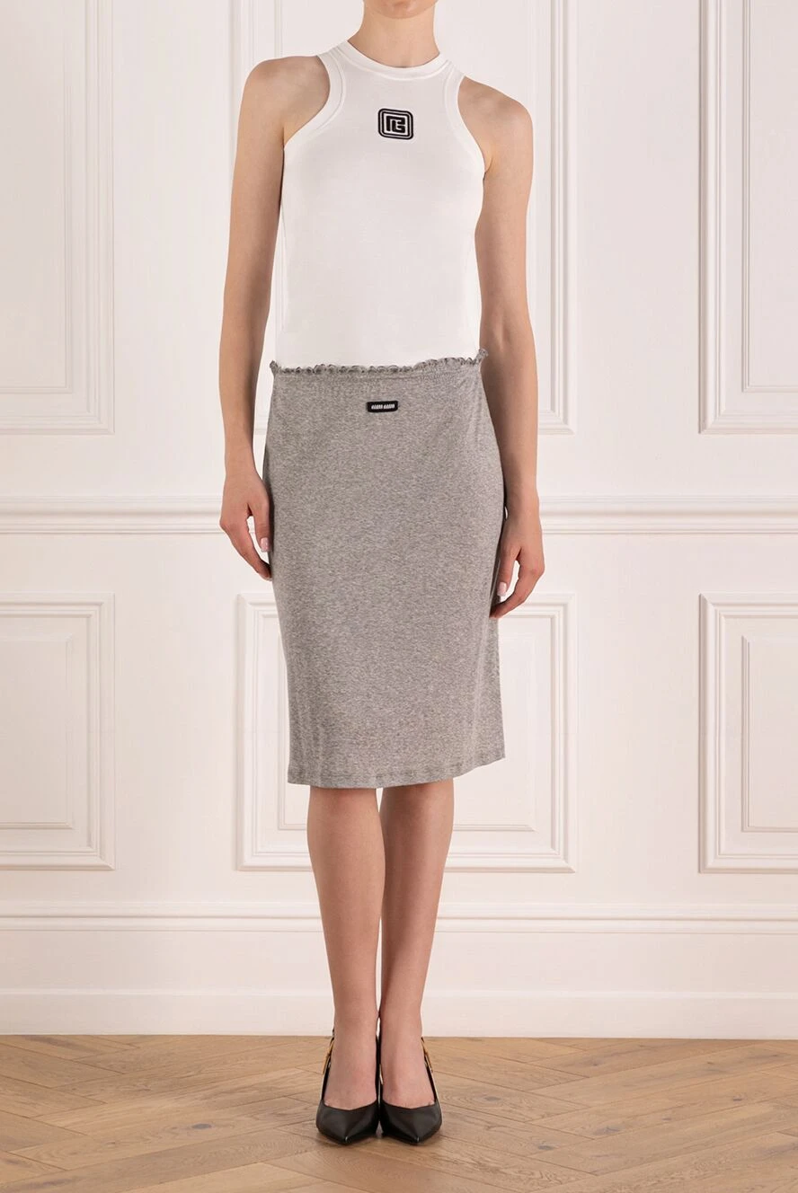 Miu Miu women s gray cotton skirt 179596 Women midi skirt Domino Online Store Ukraine