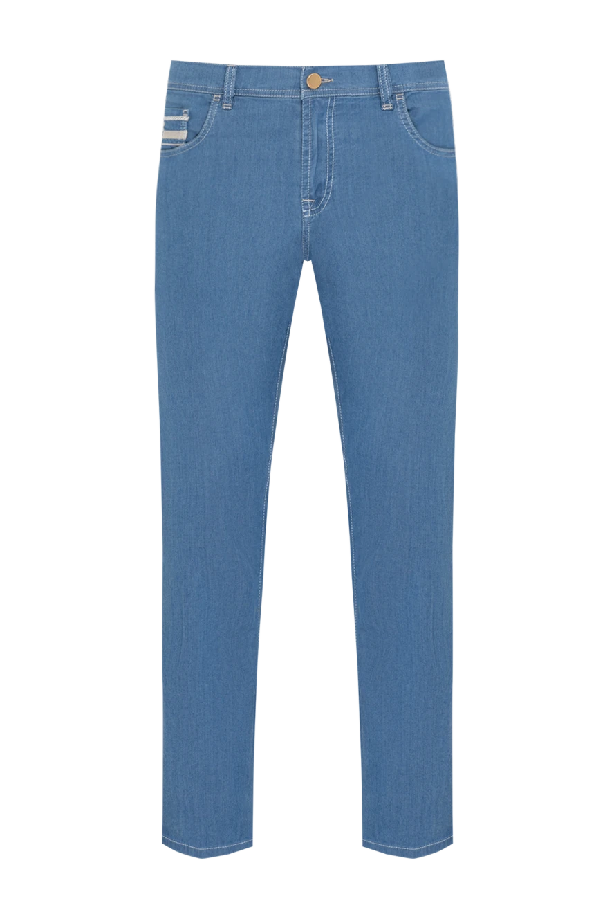 Scissor Scriptor Men's blue jeans made of cotton and polyurethane - brand logo. 95% cotton, 5% polyurethane. Closure: button, zipper. two front pockets, two back pockets. Country of manufacture: Italy. Care: specialized cleaning - photo 1