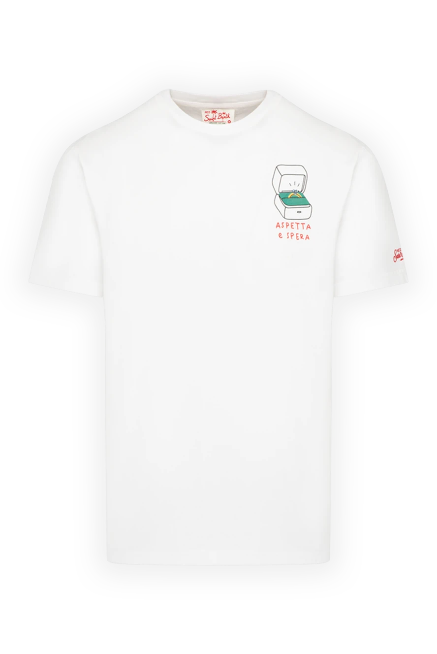 MC2 Saint Barth Men's white T-shirt made of cotton - drawing . Composition:100% cotton. Country of manufacture: Italy. Care: specialized cleaning - photo 1