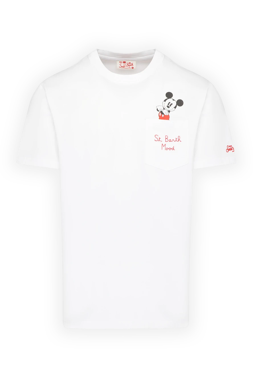 MC2 Saint Barth Men's white T-shirt made of cotton - Mickey Mouse drawing, brand logo. Composition:100% cotton. Country of manufacture: Italy. Care: specialized cleaning - photo 1